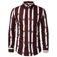 Zrbywb klasična vintage muška majica Top Men Casual Stripe Stripe majica s dugim rukavima bluza s bluzama