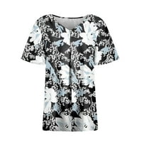 Ženska modna tiskana Ležerna majica s kratkim rukavima V izrez Labavi majice Tops Bluze s