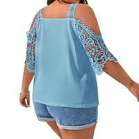 Ženske plus bluze casual pune hladne bluze ramena Baby Blue 3xl