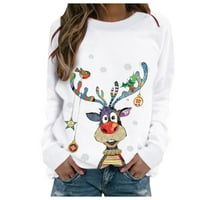 Božićne majice s dugim rukavima žene džemper vrhovi dugih rukava ženska modna retka pulover Vrhunska znojna znojnica Božićne snjegovene ručni džemper ženski