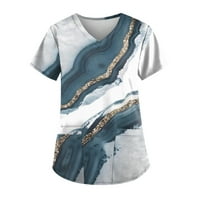 Ženske vrhove V-izrezane bluze Ležerne dame Ljeto kratki rukav modni plavi m