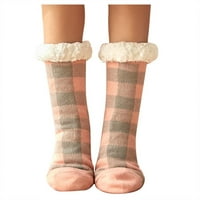 Čarape za žene Ženske karirane čarape za žene zgušnjavaju papuče s toplim spavanjem papuče nejasne čarape