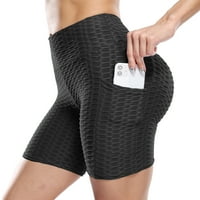 Ženske kratke hlače za trbuhe u obliku struka sa džepovima Tiktok mjehurić Teksturirani način Stretch