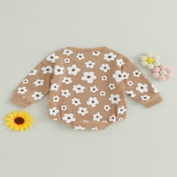 Xkwyshop Baby Girls Waffle Knit ROMper Cvjetni print Dugim rukavima za dugi rukav za novorođene dječje
