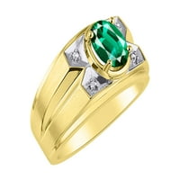 * Rylos jednostavno elegantan prekrasan zeleni smaragdni i dijamantni prsten - maj rodnogstona * 14k žuto pozlaćeno-srebrna