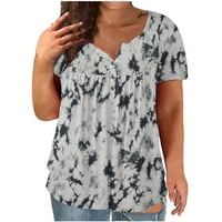 Žene Ljeto Plus Veličina Majica Okrugli vrat Tie-dye Ispis Dugme za ispis Ležerne prilike labave bluze s kratkim rukavima