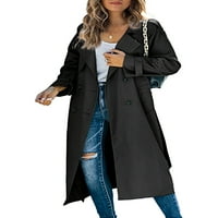 GLONME Ženske kapute Solid Boja dugačak kaput s dvostrukom grudnom odećom dame casual cardigan moda