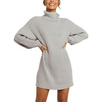 Modne žene Čvrsti džemper s dugim rukavima Turtleneck džemper pulover Džempe za žene za žene duks Turtleneck