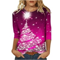 HFYIHGF božićne majice za žene labave fit rukav majica modni snjegovinski grafički slatka gornja casual