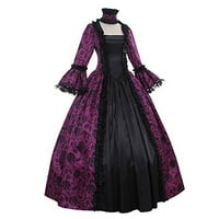 Dress za ispis cvjetne žene haljine zimske pad retro gotičke kugle haljine ženske haljine