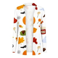 Tking Fashion Womens Cardigan Lagan dugi rukav Otvoreni prednji Ležerni Halloween Print Srednje dužine