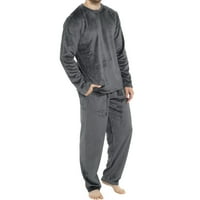 Yinmgmhj Muška odjeća Muške suzone Modna slobodno vrijeme Soft Home Solid Boolos Košulje Pants Pajama Set Početna usluga Dvije postavljene duge tople pidžame tamno siva + 8