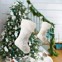 Springcmy Božićne čarape Xmas Viseći čarape Sequin Snowflakes Čašice za bombone za obiteljski odmor Decor Xmas Poklon