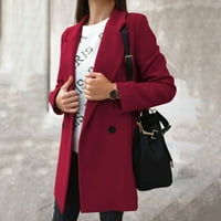 Tkinga modna ženska modna jesen i zimska puna boja s dugim rukavima sa dugim rukavima odijelo od vunene jakne žene - xxl