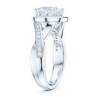 Sterling Silver Crossover Shank 2Ct Simulirani okrugli sjajni rez Diamond Halo obećaj zaručnički prsten