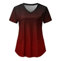 Košulje za žene Grafički gradijent Ispiši kratki rukav V izrez Vruća za odmor Bluza košulje sa džepovima Thirts Womens