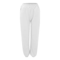 Hlače za ženske dukseve visokog struka koji vježbaju aktivne jogging hlače labave casual hlače bijeli