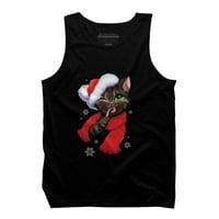 Božićna mačka mens crna grafička tenka Vrh - Dizajn od strane ljudi L
