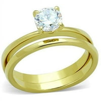 Ženski prsten od nehrđajućeg čelika za žene sa AAA CRT CZ-a u CLEAR - veličina 6