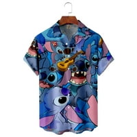 Disney Stitch Havajska košulja, majica gumba Casual Casual, Unisex's Gumb dolje kratkih rukava, majice