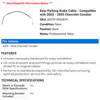 Zadnji parking kočni kabel - kompatibilan sa - Chevy Cavalier 2004