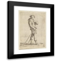 Salvator Rosa Crni moderni uokvireni muzej umjetnički print naslovljen - vojnik u profilu sa mačem i