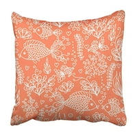 Narančasta Sažetak Slatka doodle Podvodni morski okean s ribama Akvarij crtani jastučnica