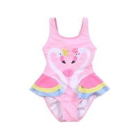Toddler Baby Girls kupaće crtani ispisani rufflesi bez rukava kupaći kostimi odjeća za kupanje odijelo