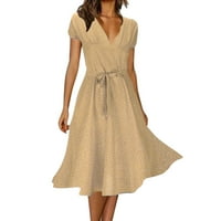 Eguiwyn Ljetna haljina Ženska haljina ljetna haljina V izrez Solid Boja Polka Dot Print Haljina kratkih