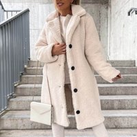Kaput ženski kaput plišani zadebljanje kaput jesen zima jednokradna teddy jakna s dugim stilskim odjećom na ulici