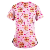 Ženski bluze s kratkim rukavima Ženska plus bluza Labavi grafički otisci Summer V-izrez majice Pink xxxl