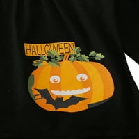 SUNISERY KIDSKE DJEVOJKE DIJELOVE HOLLOWEEN Odeća za odjeću Pumpkin Print Pulover prugaste hlače Crna