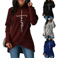 Modni ženski okrugli vrat križa Faith Pismom Ispis majica Christian Graphic Hoodie Dukseri