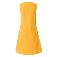 Stamzod Midi haljine za žene Ljetni modni rukavac V izrez Hutpullover žuti xxxl