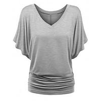 Ženske vrhove Ležerne bluza Dužina ležerne prilike Čvrsta žena modna košulja posade Grey XL