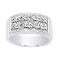 Princess bijeli prirodni dijamant dva redana muški prsten za muškarce u 14k bijelo zlato s veličinom prstena 9.5
