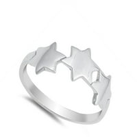Veleprodajni prsten visoke polirane zvijezde. Sterling Silver Band nakit ženski muški unise veličine 4