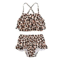 Drvena kostima za kupaće kostimu 2 komada Leopard kupaći odijelo Halter Top bikini dno plivajućeg odijela