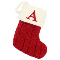 Beppter visi Xmas Decor Božićne čarape s inicijalima Veliki izvezeni slovo pletene crvene bijele božićne
