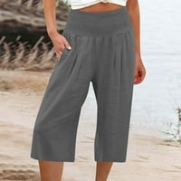 Ženske hlače plus veličine ispod $ ženske labave hlače sa širokim nogama visoke struke ravno hlače Ležerne hlače Grey XXXL