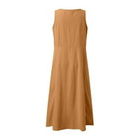 KETYYH-CHN Ljetne haljine Ljeto Loose Comfy Boho Sundress Snimka mini haljina Brown, S