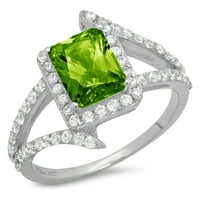 2. CT sjajni smaragdni rez prozirni simulirani dijamant 18k bijeli zlatni halo pasijans sa accentima prsten sz 8