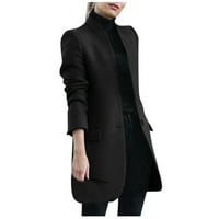 Ženski kaput s dugim rukavima dlakavi otvoren lažni džep prednji kratki kardigan jaknu od gumba dugačak kaput ženska jakna