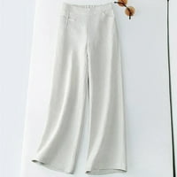 Ženske ravne pantalone široke noge Čvrsta boja tanke udobne duge hlače poslovne radne kancelarijske pantalone sa džepovima