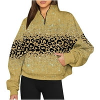 Qolati dukserica za žene na dugih rukava na velikim rukavima na pola zip pulover vrhovi Tors Trohs Zip