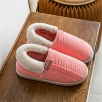 Daznico papuče za žene zatvorene ženske papuče kućna ravna nepropusna pokrov peta plišana toplo i udobna ružičasta 8