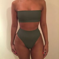 Ljetne ženske seksi cijevi solidne cijevi u boji Bikini set kupaći kostim bez grudnog košulja