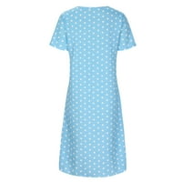 Haljine za odmor za žene, žensko ljetno casual okruglica s kratkim rukavima preklopljene haljine proljeće