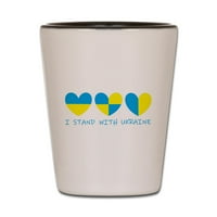 Cafepress - Stojim sa Ukrajinom Srcem - Bijelo Crno Shot Glass, Jedinstveno i smiješno Shot Glass