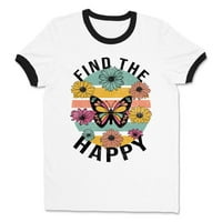 Pronađite sretan leptir zvona za majicu ujedine 2x-velike bijele crne boje